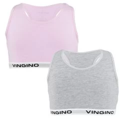 Vingino Meisjes 2-pack Bralettes Basic Roze & Grijs