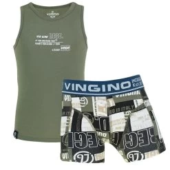 Vingino Jongens 2-pack Boxer & Hemd Set Bold Logo Groen