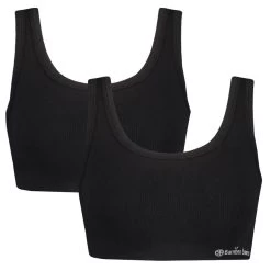 Bamboo Basics Dames 2-pack Bralettes Seamless Ruby Rib Zwart