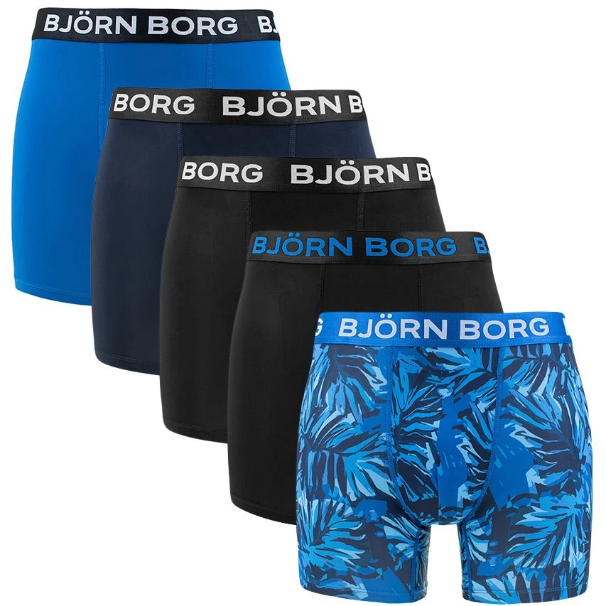 BJØRN BORG Björn Borg Performance 5-pack Boxers Leafs Blauw & Zwart 3 BJØRN BORG Björn Borg Performance 5-pack Boxers Leafs Blauw & Zwart