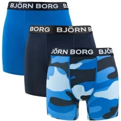 BJØRN BORG Björn Borg Performance 3-pack Boxers Camo Blauw
