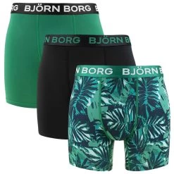BJØRN BORG Björn Borg Performance 3-pack Boxers Leafs Groen & Zwart