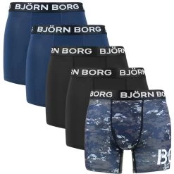 BJØRN BORG Björn Borg Performance 5-pack Boxers Camo Blauw & Zwart