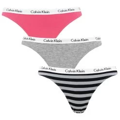 Calvin Klein Dames 3-pack Strings Plus Size Stripe Multi