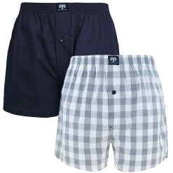 CECEBA 2-pack Wijde Boxershort Blocks Blauw & Wit