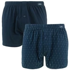 Götzburg 2-pack Wijde Boxershorts Geruit Minipatroon Blauw