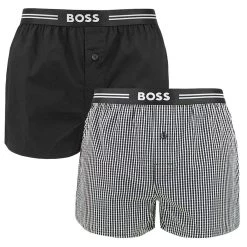 Hugo Boss BOSS 2-pack Wijde Boxershorts Print Zwart