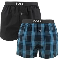 Hugo Boss BOSS 2-pack Wijde Boxershorts Block Blauw & Zwart