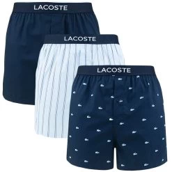 Lacoste Authentics 3-pack Wijde Boxershorts Stripe & Icon Blauw