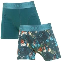 Muchachomalo Jongens 2-pack Cotton Modal Boxers Bird Groen