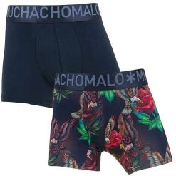 Muchachomalo Jongens 2-pack Bamboe Boxers Rose Fight Blauw