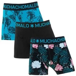 Muchachomalo Jongens 3-pack Boxers Flowers Zwart & Blauw