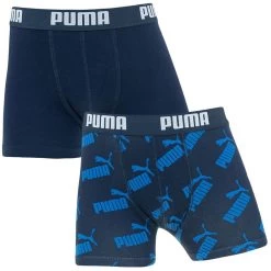 PUMA Jongens 2-pack Boxers AOP Logo Blauw III