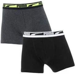 PUMA Jongens 2-pack Boxers Multi Logo Zwart & Grijs