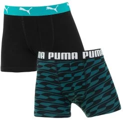 PUMA Jongens 2-pack Boxers Formstrip Print Groen & Zwart