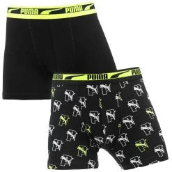PUMA Jongens Everyday 2-pack Boxers Logo & Initial Zwart