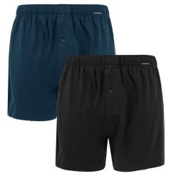 Schiesser 2-pack Wijde Boxershorts Zwart & Blauw